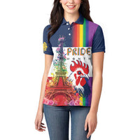 LGBTQ Pride Month Gay Women Polo Shirt Eiffel Tower Paris Rainbow Flag