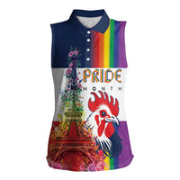 LGBTQ Pride Month Gay Women Sleeveless Polo Shirt Eiffel Tower Paris Rainbow Flag