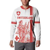Custom Switzerland Football Button Sweatshirt Confoederatio Helvetica