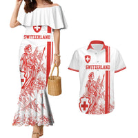 Custom Switzerland Football Couples Matching Mermaid Dress and Hawaiian Shirt Confoederatio Helvetica