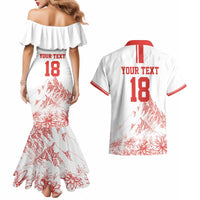 Custom Switzerland Football Couples Matching Mermaid Dress and Hawaiian Shirt Confoederatio Helvetica