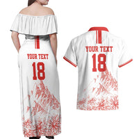 Custom Switzerland Football Couples Matching Off Shoulder Maxi Dress and Hawaiian Shirt Confoederatio Helvetica