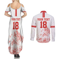 Custom Switzerland Football Couples Matching Summer Maxi Dress and Long Sleeve Button Shirt Confoederatio Helvetica