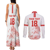 Custom Switzerland Football Couples Matching Tank Maxi Dress and Long Sleeve Button Shirt Confoederatio Helvetica