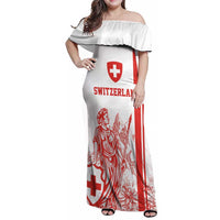 Custom Switzerland Football Family Matching Off Shoulder Maxi Dress and Hawaiian Shirt Confoederatio Helvetica