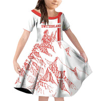 Custom Switzerland Football Family Matching Off Shoulder Short Dress and Hawaiian Shirt Confoederatio Helvetica