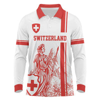 Custom Switzerland Football Long Sleeve Polo Shirt Confoederatio Helvetica