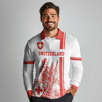 Custom Switzerland Football Long Sleeve Polo Shirt Confoederatio Helvetica