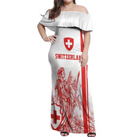 Custom Switzerland Football Off Shoulder Maxi Dress Confoederatio Helvetica