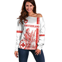 Custom Switzerland Football Off Shoulder Sweater Confoederatio Helvetica