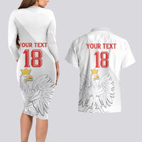 Custom Poland Football Couples Matching Long Sleeve Bodycon Dress and Hawaiian Shirt Bialo-Czerwoni Go Champion