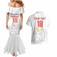 Custom Poland Football Couples Matching Mermaid Dress and Hawaiian Shirt Bialo-Czerwoni Go Champion