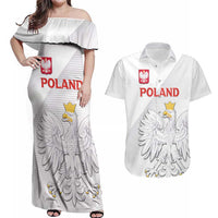 Custom Poland Football Couples Matching Off Shoulder Maxi Dress and Hawaiian Shirt Bialo-Czerwoni Go Champion