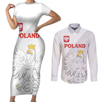 Custom Poland Football Couples Matching Short Sleeve Bodycon Dress and Long Sleeve Button Shirt Bialo-Czerwoni Go Champion