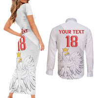 Custom Poland Football Couples Matching Short Sleeve Bodycon Dress and Long Sleeve Button Shirt Bialo-Czerwoni Go Champion
