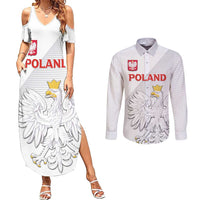 Custom Poland Football Couples Matching Summer Maxi Dress and Long Sleeve Button Shirt Bialo-Czerwoni Go Champion