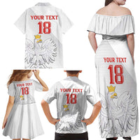 Custom Poland Football Family Matching Off Shoulder Maxi Dress and Hawaiian Shirt Bialo-Czerwoni Go Champion