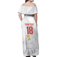 Custom Poland Football Family Matching Off Shoulder Maxi Dress and Hawaiian Shirt Bialo-Czerwoni Go Champion