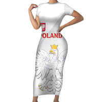 Custom Poland Football Short Sleeve Bodycon Dress Bialo-Czerwoni Go Champion
