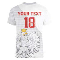 Custom Poland Football Women V-Neck T-Shirt Bialo-Czerwoni Go Champion