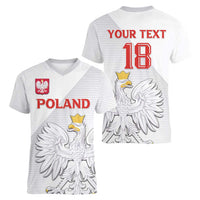Custom Poland Football Women V-Neck T-Shirt Bialo-Czerwoni Go Champion
