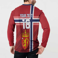 Custom Norway Football Button Sweatshirt Norges Herrelandslag i Fotball