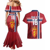 Custom Norway Football Couples Matching Mermaid Dress and Hawaiian Shirt Norges Herrelandslag i Fotball