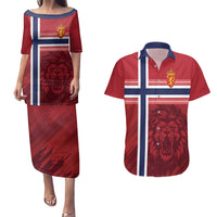 Custom Norway Football Couples Matching Puletasi and Hawaiian Shirt Norges Herrelandslag i Fotball