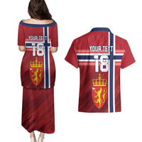 Custom Norway Football Couples Matching Puletasi and Hawaiian Shirt Norges Herrelandslag i Fotball