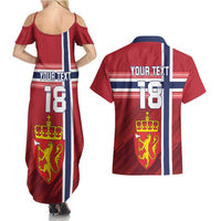 Custom Norway Football Couples Matching Summer Maxi Dress and Hawaiian Shirt Norges Herrelandslag i Fotball