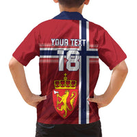 Custom Norway Football Family Matching Off Shoulder Short Dress and Hawaiian Shirt Norges Herrelandslag i Fotball