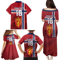 Custom Norway Football Family Matching Puletasi and Hawaiian Shirt Norges Herrelandslag i Fotball