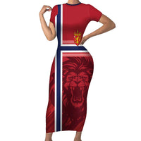 Custom Norway Football Family Matching Short Sleeve Bodycon Dress and Hawaiian Shirt Norges Herrelandslag i Fotball