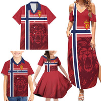 Custom Norway Football Family Matching Summer Maxi Dress and Hawaiian Shirt Norges Herrelandslag i Fotball