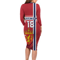 Custom Norway Football Long Sleeve Bodycon Dress Norges Herrelandslag i Fotball
