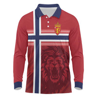 Custom Norway Football Long Sleeve Polo Shirt Norges Herrelandslag i Fotball