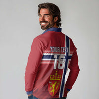 Custom Norway Football Long Sleeve Polo Shirt Norges Herrelandslag i Fotball