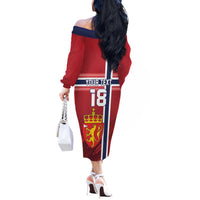 Custom Norway Football Off The Shoulder Long Sleeve Dress Norges Herrelandslag i Fotball