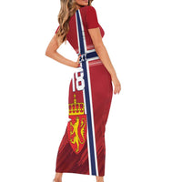Custom Norway Football Short Sleeve Bodycon Dress Norges Herrelandslag i Fotball