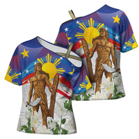 Philippines Flag Day Cross Shoulder Shirt Lapu-Lapu Warrior Heritage Art