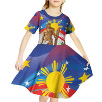 Philippines Flag Day Kid Short Sleeve Dress Lapu-Lapu Warrior Heritage Art