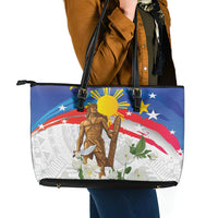 Philippines Flag Day Leather Tote Bag Lapu-Lapu Warrior Heritage Art