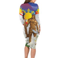 Philippines Flag Day Long Sleeve Bodycon Dress Lapu-Lapu Warrior Heritage Art