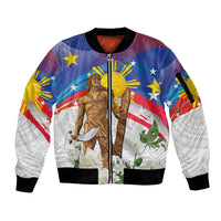 Philippines Flag Day Sleeve Zip Bomber Jacket Lapu-Lapu Warrior Heritage Art