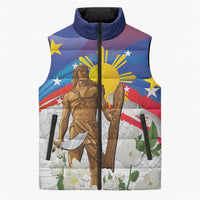 Philippines Flag Day Sleeveless Puffer Jacket Lapu-Lapu Warrior Heritage Art