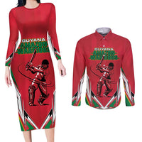 Custom Guyana Cricket Spirit Couples Matching Long Sleeve Bodycon Dress and Long Sleeve Button Shirt Amazon Warriors Inspired - Wonder Print Shop