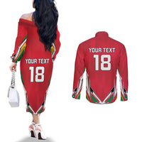Custom Guyana Cricket Spirit Couples Matching Off The Shoulder Long Sleeve Dress and Long Sleeve Button Shirt Amazon Warriors Inspired - Wonder Print Shop