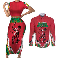 Custom Guyana Cricket Spirit Couples Matching Short Sleeve Bodycon Dress and Long Sleeve Button Shirt Amazon Warriors Inspired - Wonder Print Shop