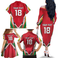Custom Guyana Cricket Spirit Family Matching Off The Shoulder Long Sleeve Dress and Hawaiian Shirt Amazon Warriors Inspired - Wonder Print Shop