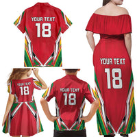 Custom Guyana Cricket Spirit Family Matching Off Shoulder Maxi Dress and Hawaiian Shirt Amazon Warriors Inspired - Wonder Print Shop